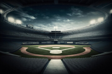 Baseball Field Stadium Lights Generative AI
