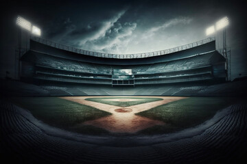 Fototapeta na wymiar Baseball Field Stadium Lights Generative AI