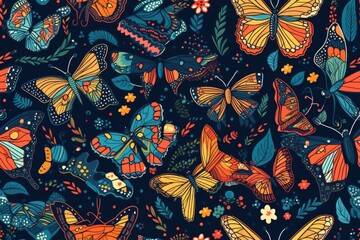 Naklejka premium colorful butterflies in flight. Generative AI