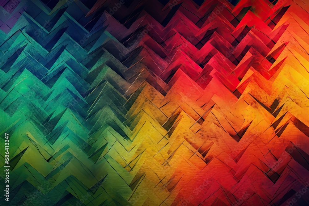 Poster vibrant diagonal patterned background with multiple colors. generative ai