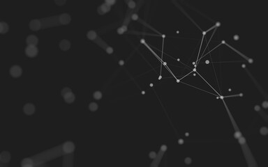 Abstract background. Molecules technology with polygonal shapes, connecting dots and lines. Connection structure. Big data visualization.