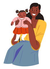 Mother holding small girl toddler child vector