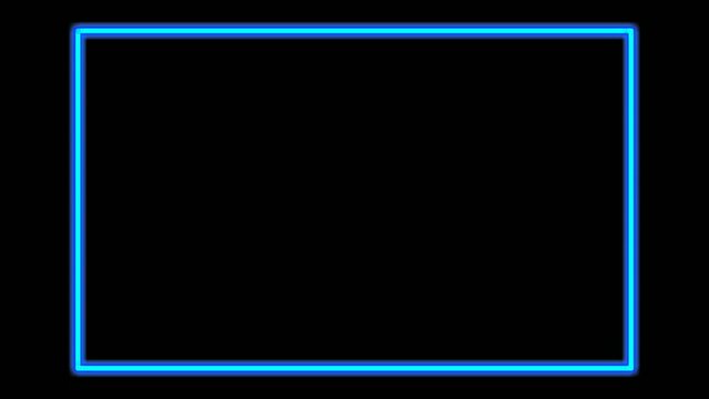 Blue rectangle Neon light modern border animation motion graphics for video elements.blank copy space