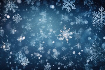 snowflakes falling on a dark background, creating a winter atmosphere. Generative AI
