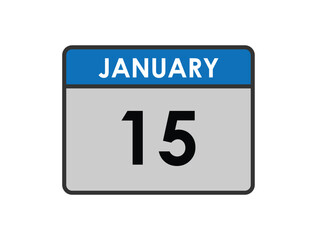 15 january calendar icon. Calendar template for the days of january. Red banner for dates and business.