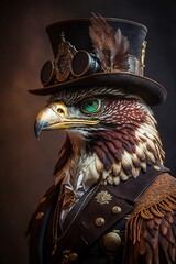 Steampunk eagle with serious eye