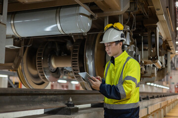 Project  Engineer train Inspect the train's diesel engine, railway track in depot of train