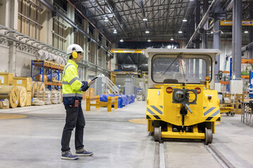 Project  Engineer train Inspect the train's diesel engine, railway track in depot of train 