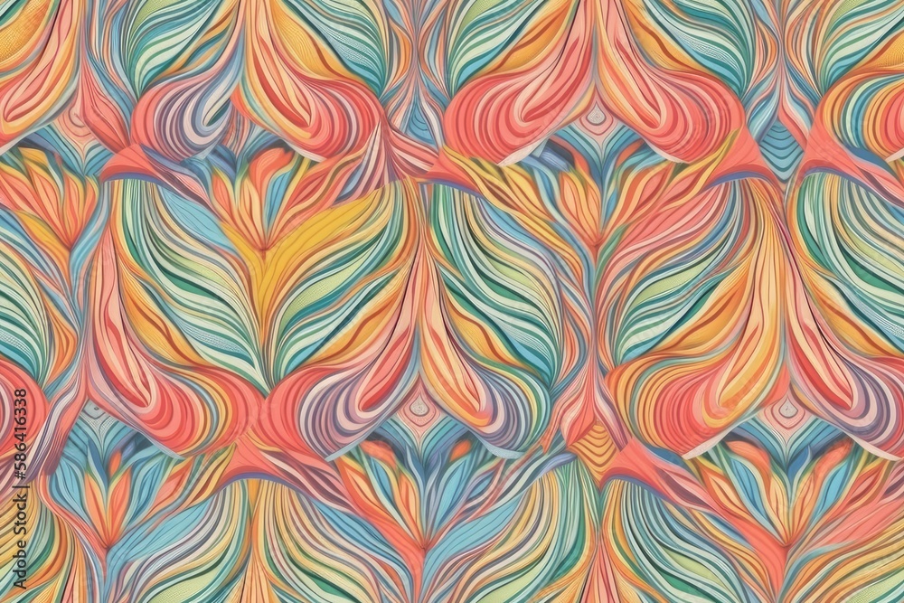 Poster vibrant and dynamic abstract pattern with flowing lines. generative ai
