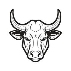 cow head, vector concept digital art, hand drawn illustration