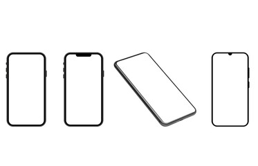 Smartphone mockup frameless blank screen frameless design, iphone style.Smartphone icon on white background vector illustration. Flat Icon Mobile Phone, Handphone.