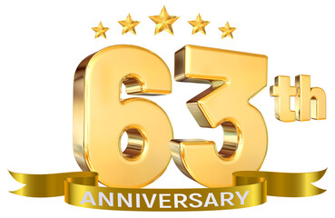 63th year anniversary gold number