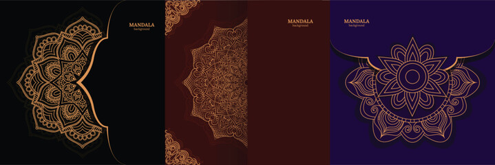 Ornamental luxury mandala pattern 3 in 1 design.