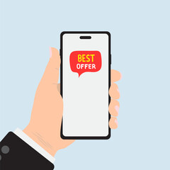 Smartphone online store concept with discount promotions.