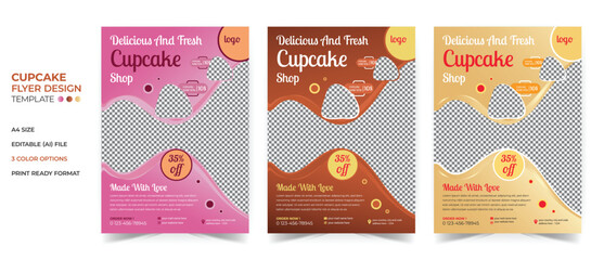 Cupcake Flyer Template With Three different flyers