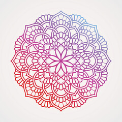 ornamental mandala with flower shape and gradation colors blue and red. suitable for henna, tattoos, photos, coloring books. islam, hindu,Buddha, india, pakistan, chinese, arab