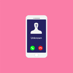 Unknown number calling. Unusual number on pink background.