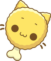 Pollo frito, vector de Pollo frito, pollo frito kawaii, comida rápida, pollo frito en forma de gato, sin fondo