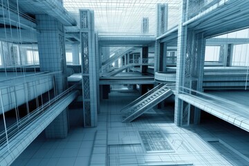 spacious interior with sweeping staircase. Generative AI