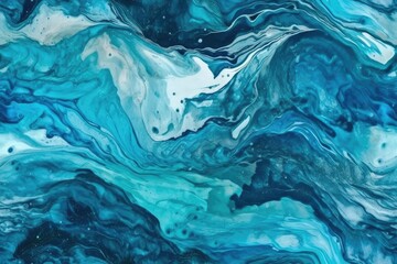 Obraz premium an abstract painting in shades of blue and white. Generative AI