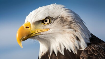 Obraz premium Close-up illustration of an American bald eagle. Generative AI.