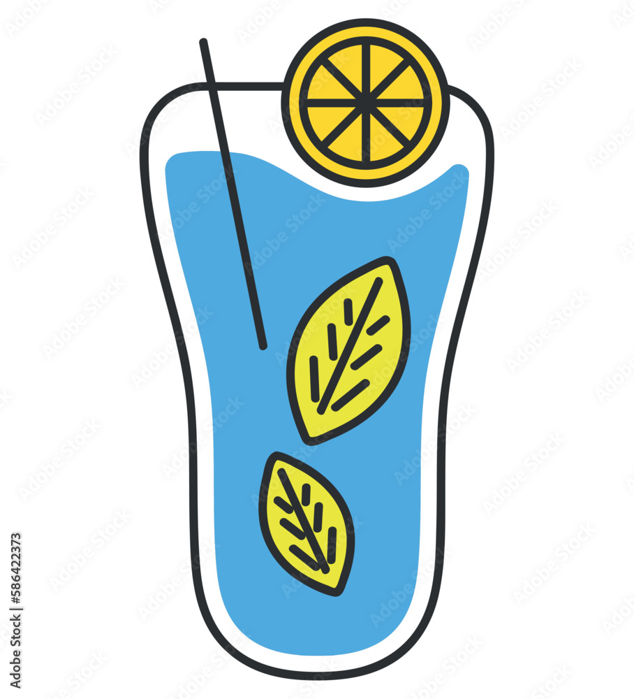 Sticker cocktail on white background