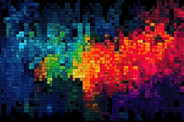 vibrant square pattern against a black backdrop. Generative AI