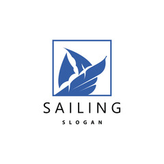 Obraz premium Sailboat Logo Design, Fishing Boat Illustration, Fishing Boat Company Brand Vector Icon, Boat Shop Design, Fish Shop, Transportation