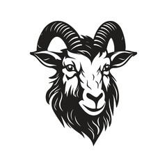 goat head, vector concept digital art, hand drawn illustration