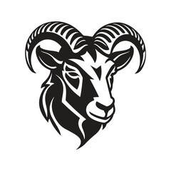 goat head, vector concept digital art, hand drawn illustration