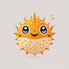 cute puffer fish logo. Generative AI