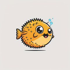 cute puffer fish logo. Generative AI