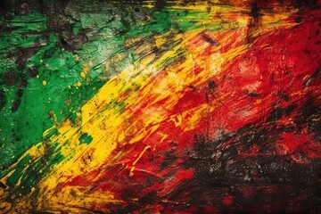 Black history month, canvas grunge texture, red yellow green paint colour, celebration background - Generative AI Illustration