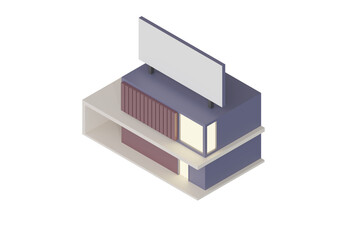 Vector isometric shop Vector isometric building,  low poly isometric city buildings