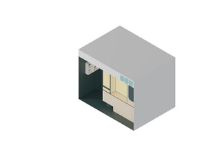 Vector isometric shop Vector isometric building,  low poly isometric city buildings