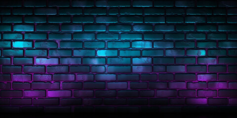brick wall background with blue and pink lighting