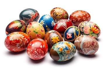 Fototapeta na wymiar colorful stack of Easter eggs. Generative AI