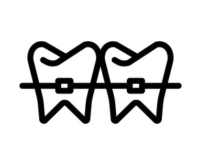 Simple braces teeth icon. Vector.