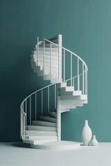 Spiral staircase isolated on background. Abstract podium pedestal. Minimal. 3D rendering - Generative AI Illustration
