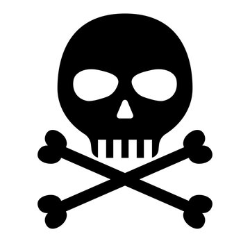 Skull hazard silhouette icon. Hazard of death. Vector.