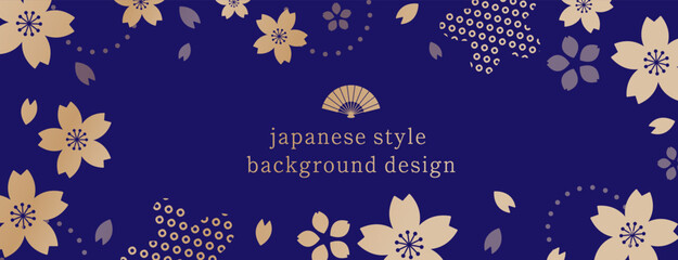 桜モチーフの和風な背景デザイン。日本のイメージ。伝統模様