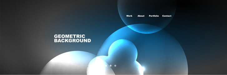 Shiny neon circles and bubbles, dark abstract background with blurred magic neon light, wallpaper design