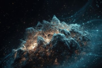 majestic mountain floating in the vastness of space. Generative AI
