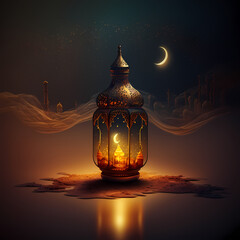 Islamic Mosque Latern. Generative AI