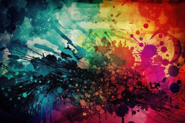 vibrant and chaotic paint splatter background. Generative AI