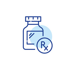 Bottle of prescription pills. Healthcare and medication. Pixel perfect, editable stroke line icon