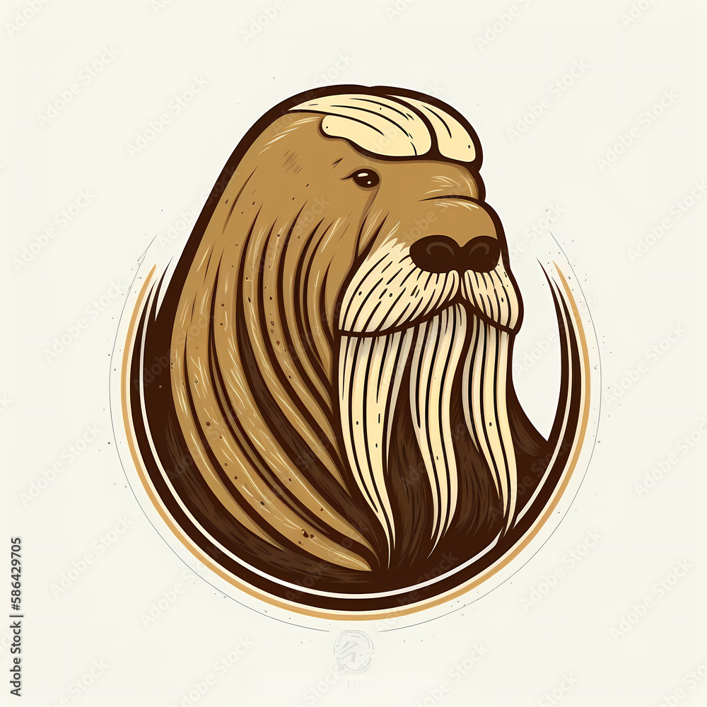 Wall mural walrus logo. generative ai