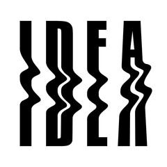 Trendy lettering with curved and elongated letters. Quote IDEA.  Image for the decor of clothes and interior items. Print, poster, postcard. Vector letters isolated on white background.