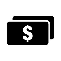 Dollar banknote silhouette icon. Cash. Vector.