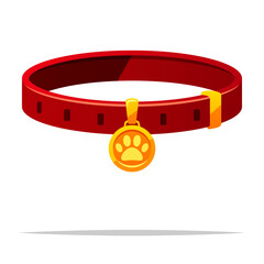 Red dog collar vector isolated illustration - 586431964